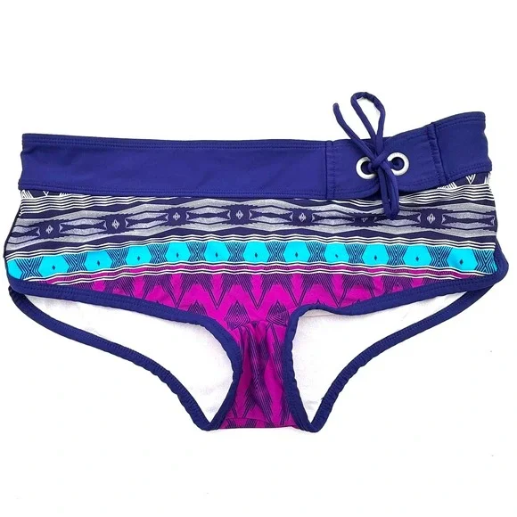 ATHLETA Women's Medium Blue Purple Belize Dolphin Swim Shorts Swim Bikini Bottom - Picture 3 of 9